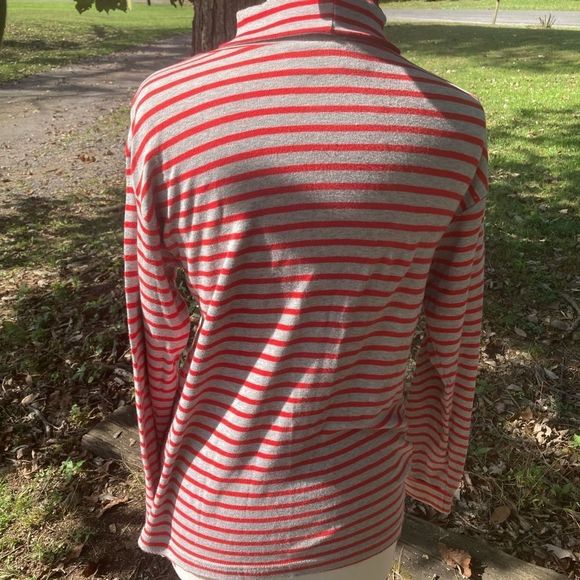 MIXED BLUES STRIPED TURTLENECK LONG SLEEVE VINTAGE MEDIUM - Picture 3 of 7